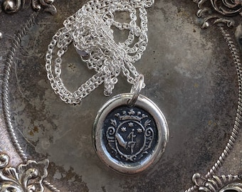 wax seal necklace - three stars under a crown pendant - three wishes - inspirational wax seal jewelry