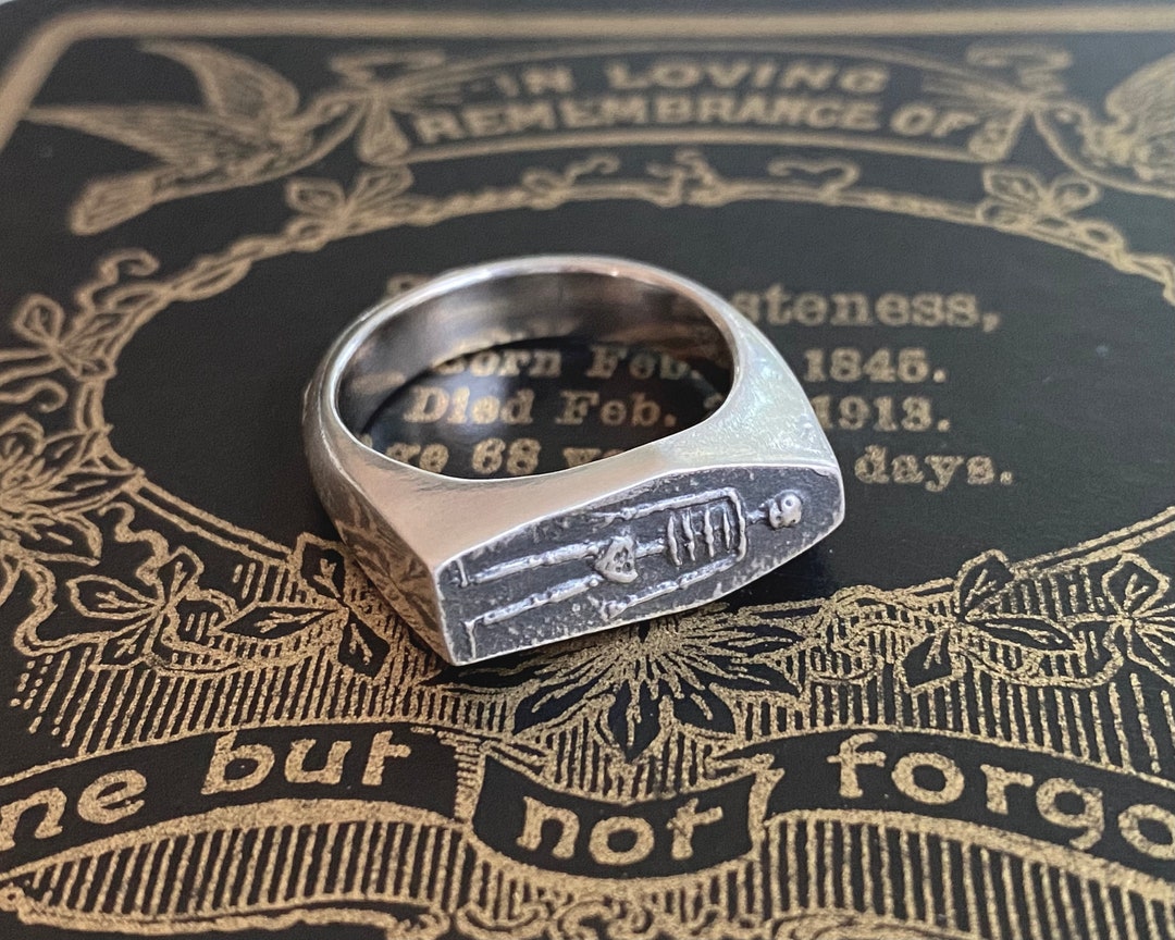 Anillo de sello de esqueleto joyeria memento mori anillo de esqueleto de plata de ley joyeria de sello de cera caprichosa Etsy Espana