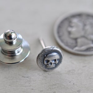 skull tie tack tiny skull wax seal tie tack in sterling silver memento mori antique wax seal mens accessory image 6