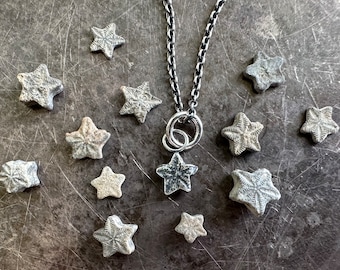 tiny star fossil necklace pendant - crinoid star fossil jewelry