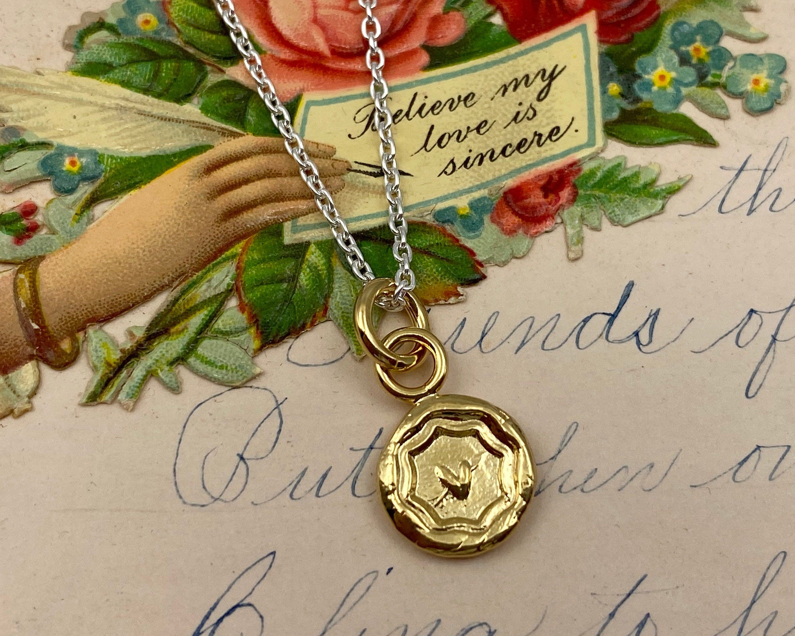 Heart wax seal necklace pendant sealed with love gold wax Etsy