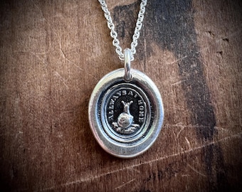 snail wax seal necklace - always at home - sterling silver wax seal jewelry