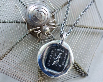 witch wax seal necklace - all have their hobbies - sterling silver wax seal jewelry