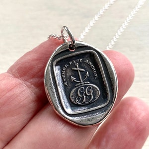 anchor wax seal necklace anchor fast anchor initials GG Gray surname Gray family sterling silver antique Scottish wax seal jewelry image 10