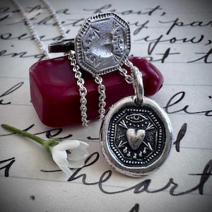 bleeding heart wax seal necklace - meaningful wax seal jewelry