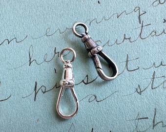 dog clip - watch swivel clasp - charm holder - sterling silver vintage style dog clip