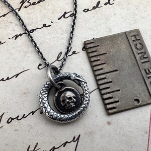 ouroboros and skull necklace memento mori mixed wax seal jewelry image 9