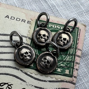 skull wax seal necklace tiny bronze skull pendant memento mori wax seal jewelry image 5