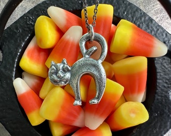 Halloween cat necklace pendant - spooky season Halloween jewelry