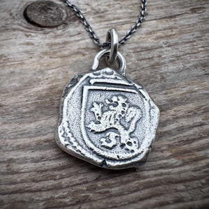 spanish coin necklace - sterling silver pieces of eight pirate cob necklace - reversible lion rampant and castle coin nautical jewelry