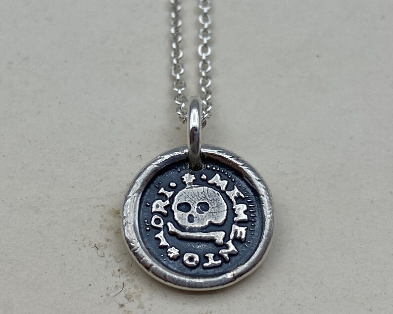 skull and bones wax seal necklace memento mori wax seal jewelry