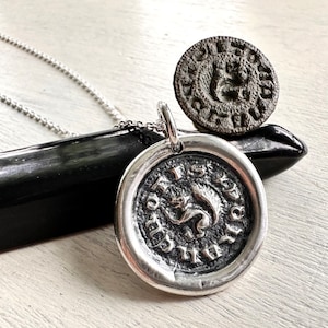 squirrel wax seal necklace pendant - I CRAKE NOTIS - I crack nuts - medieval wax seal jewelry