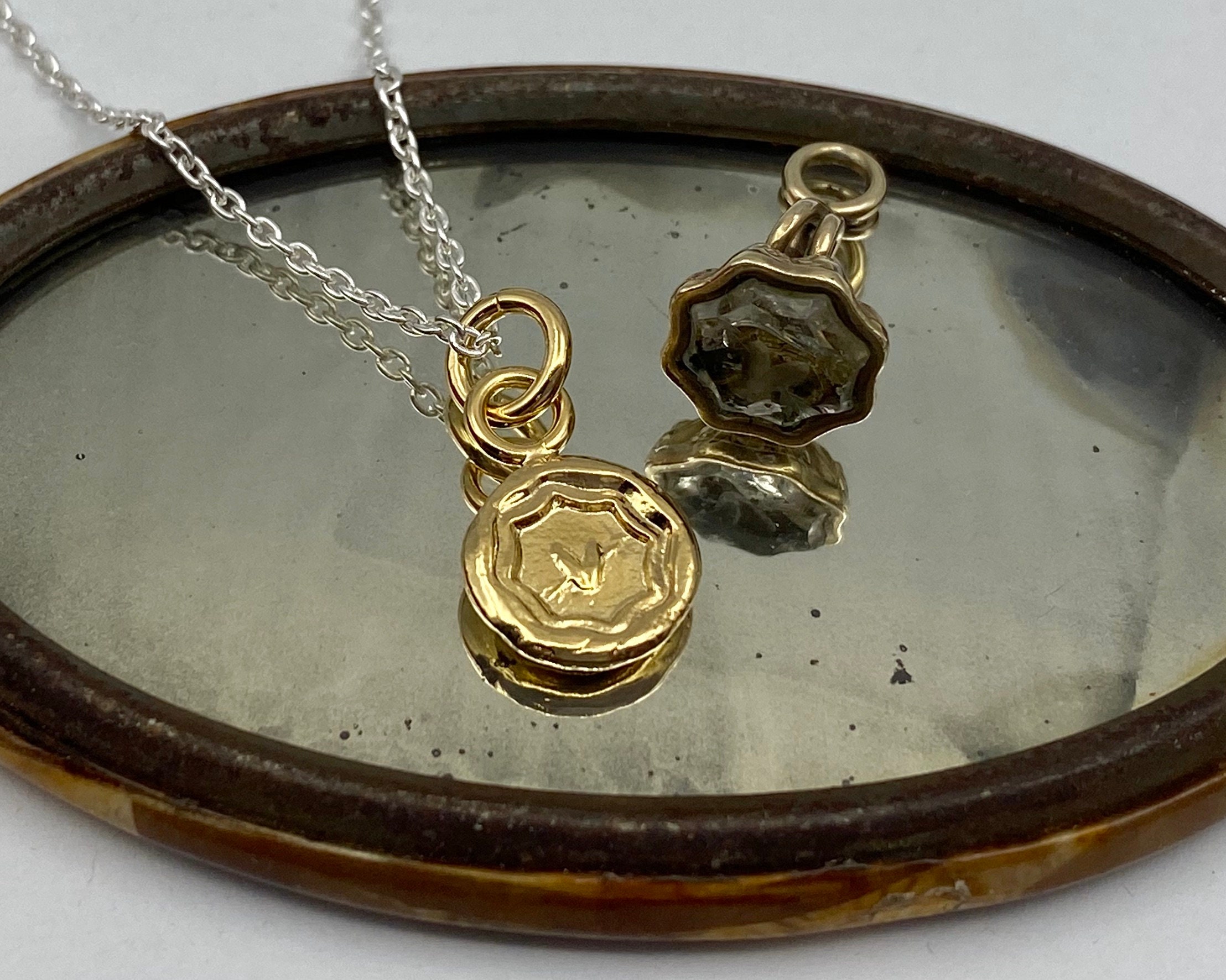 Heart wax seal necklace pendant sealed with love gold wax Etsy