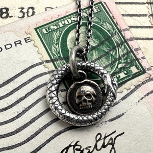 ouroboros and skull necklace memento mori mixed wax seal jewelry image 5