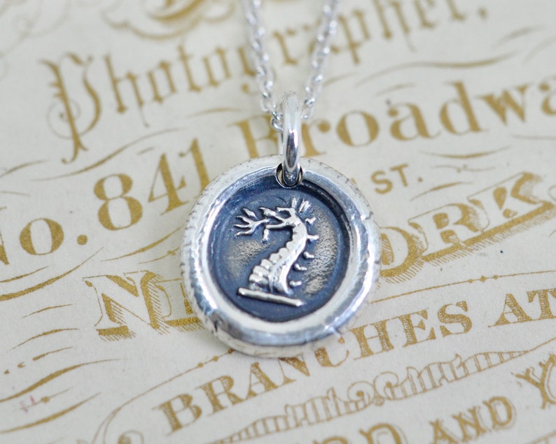 dragon wax seal necklace pendant firedragon sterling silver wax seal jewelry image 6