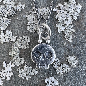 skull necklace pendant - small skull jewelry - memento mori jewelry