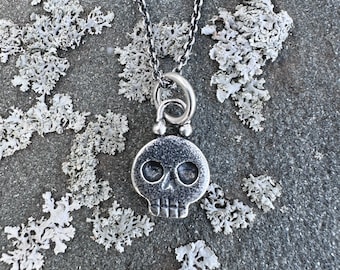 skull necklace pendant - small skull jewelry - memento mori jewelry