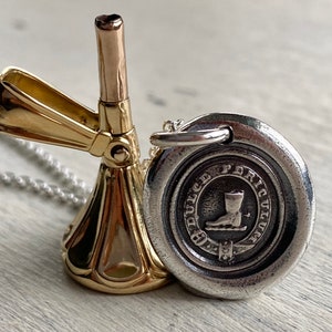 spurred boot wax seal necklace - danger is sweet - clan crest wax seal jewelry
