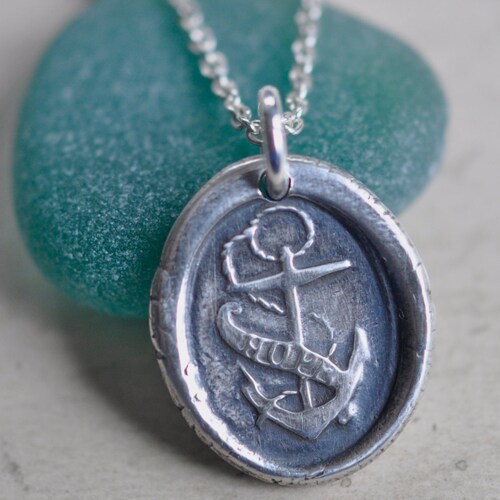 Fouled Anchor Wax Seal Necklace HOPE Sterling Silver Wax Etsy
