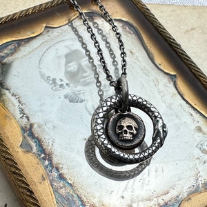 ouroboros and skull necklace memento mori mixed wax seal jewelry image 4