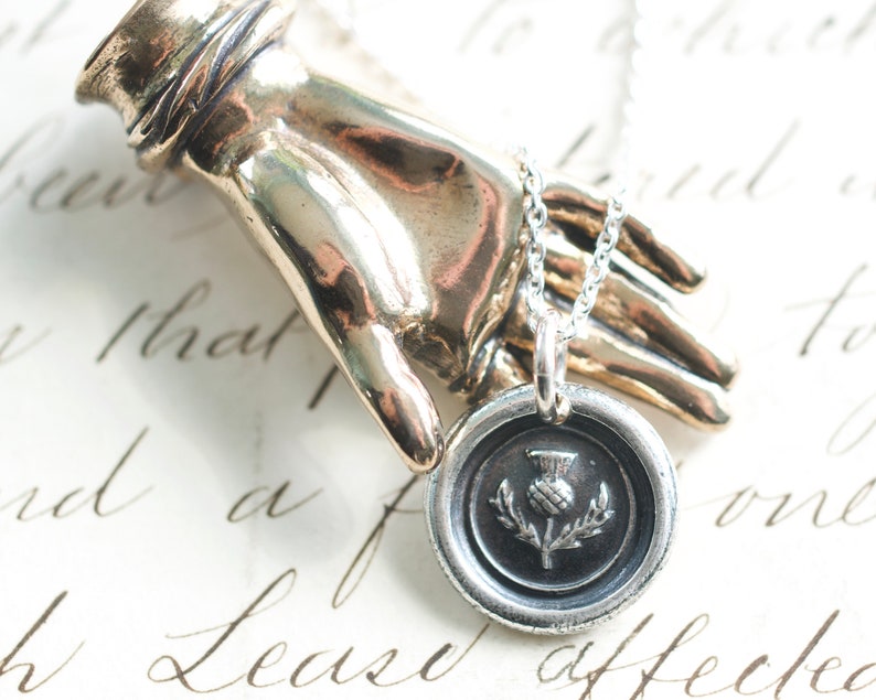 wax seal jewelry Scottish thistle wax seal necklace pendant outlander jewelry