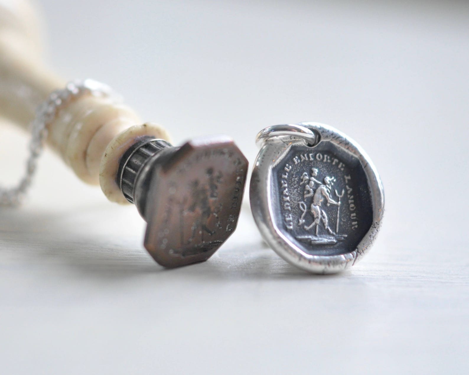 Devil Wax Seal Necklace Pendant the Devil With Love French Etsy