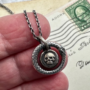 ouroboros and skull necklace memento mori mixed wax seal jewelry image 7