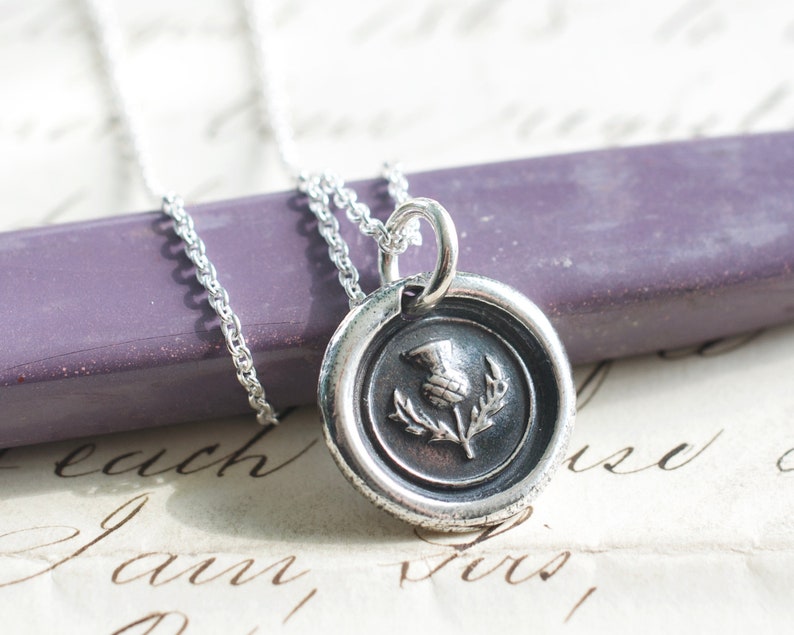 wax seal jewelry Scottish thistle wax seal necklace pendant outlander jewelry
