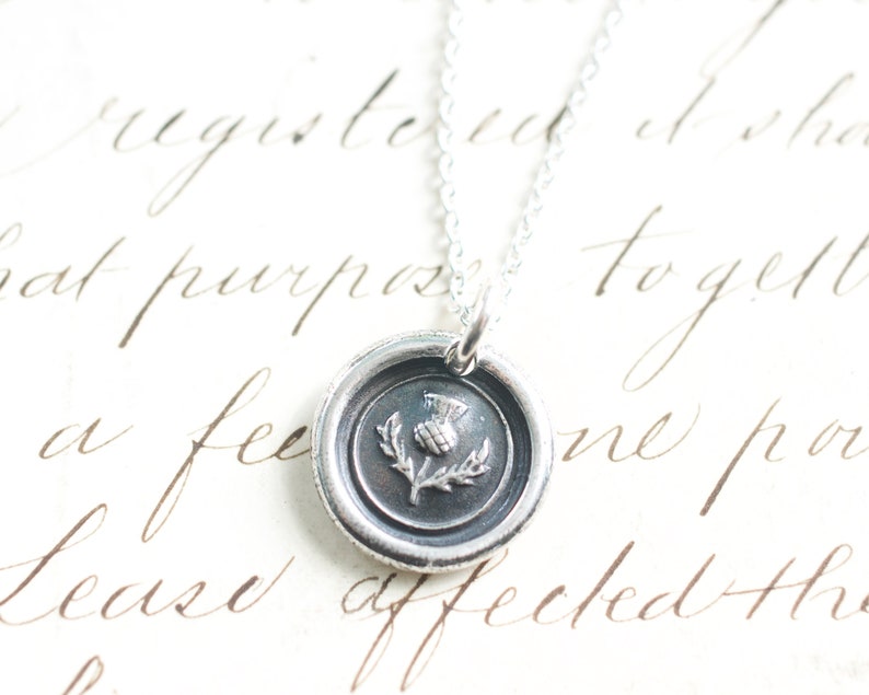 wax seal jewelry Scottish thistle wax seal necklace pendant outlander jewelry