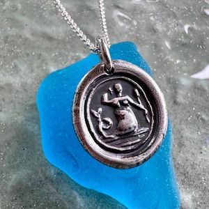 mermaid wax seal necklace pendant - wax seal jewelry