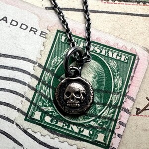 skull wax seal necklace tiny bronze skull pendant memento mori wax seal jewelry image 7