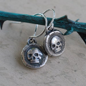 skull earrings tiny skull wax seal earrings memento mori wax seal jewelry image 4