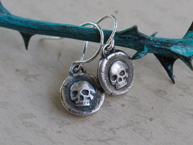 skull earrings tiny skull wax seal earrings memento mori wax seal jewelry image 4