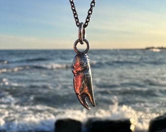 tiny crab claw necklace pendant - sterling silver jewelry