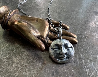 full moon necklace pendant - sleepy man in the moon jewelry