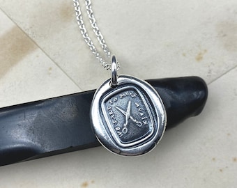 scissors wax seal necklace - we part to meet again - going away gift - sterling silver wax seal jewelry