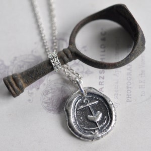 anchor with heart wax seal necklace pendant hope in thee medieval sterling silver wax seal jewelry image 3