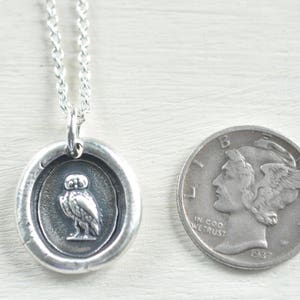 owl wax seal necklace be wise sterling silver antique wax seal jewelry image 5