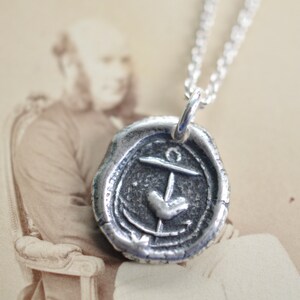 anchor with heart wax seal necklace pendant hope in thee medieval sterling silver wax seal jewelry image 2