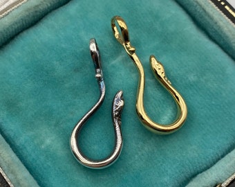 jewelry hook - silver or gold serpent hook - snake hook - charm holder