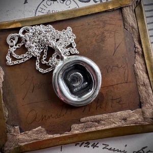 crescent moon wax seal necklace - sterling silver celestial wax seal jewelry