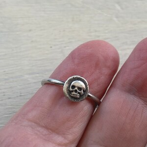 skull ring tiny skull wax seal ring in sterling silver memento mori wax seal jewelry image 8
