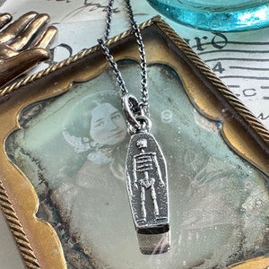 skeleton in coffin necklace pendant -  memento mori wax seal jewelry