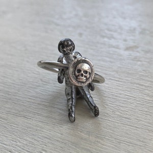 skull ring tiny skull wax seal ring in sterling silver memento mori wax seal jewelry image 7