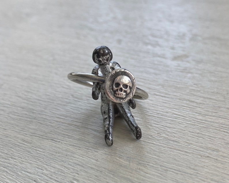 skull ring tiny skull wax seal ring in sterling silver memento mori wax seal jewelry image 7