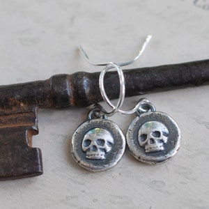 skull earrings tiny skull wax seal earrings memento mori wax seal jewelry image 3