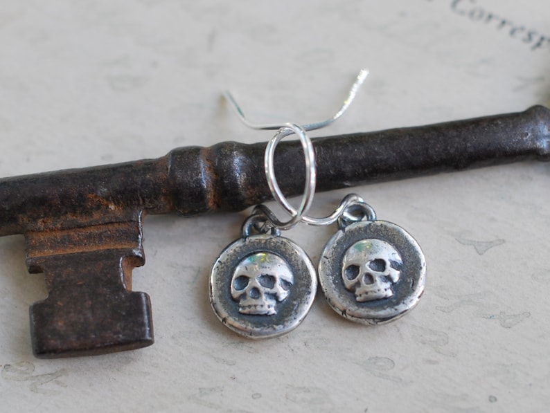 skull earrings tiny skull wax seal earrings memento mori wax seal jewelry image 3