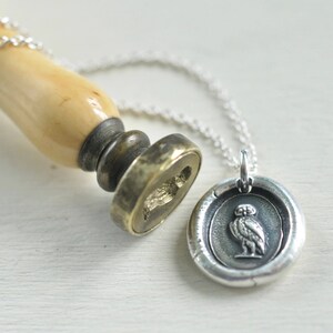 owl wax seal necklace be wise sterling silver antique wax seal jewelry image 4