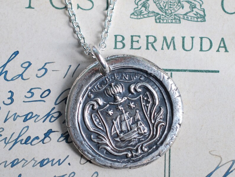 Tall Ship Wax Seal Necklace Ship Family Crest Armorial Wax Etsy