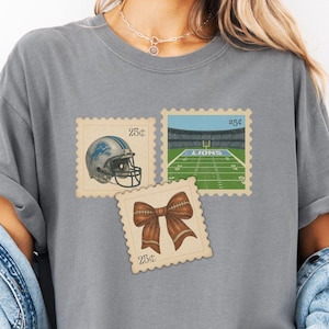 Lions Stamp Shirt, Vintage Lions Tee, Distressed Lions Football Shirt, Retro Lions Football T-shirt, Lions Fan, Coquette Football Shirt